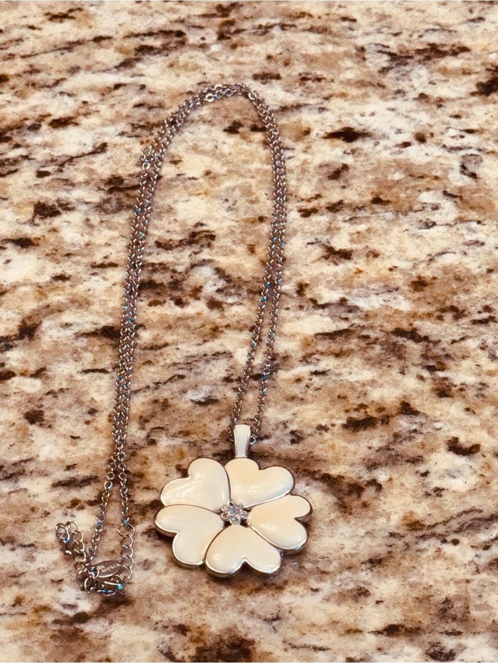 Lia Sophia White Flower Pendant Necklace